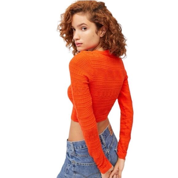 Urban Outfitters ‘Siouxsie’ Square Neck Knit Sweater in Tomato Size L - Picture 3 of 10